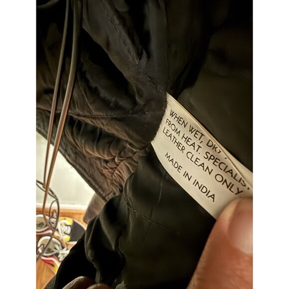 4 Openers Size L Mens Leather Jacket Motorcycle Black Biker Heavy Belt Cafe - Picture 8 of 8